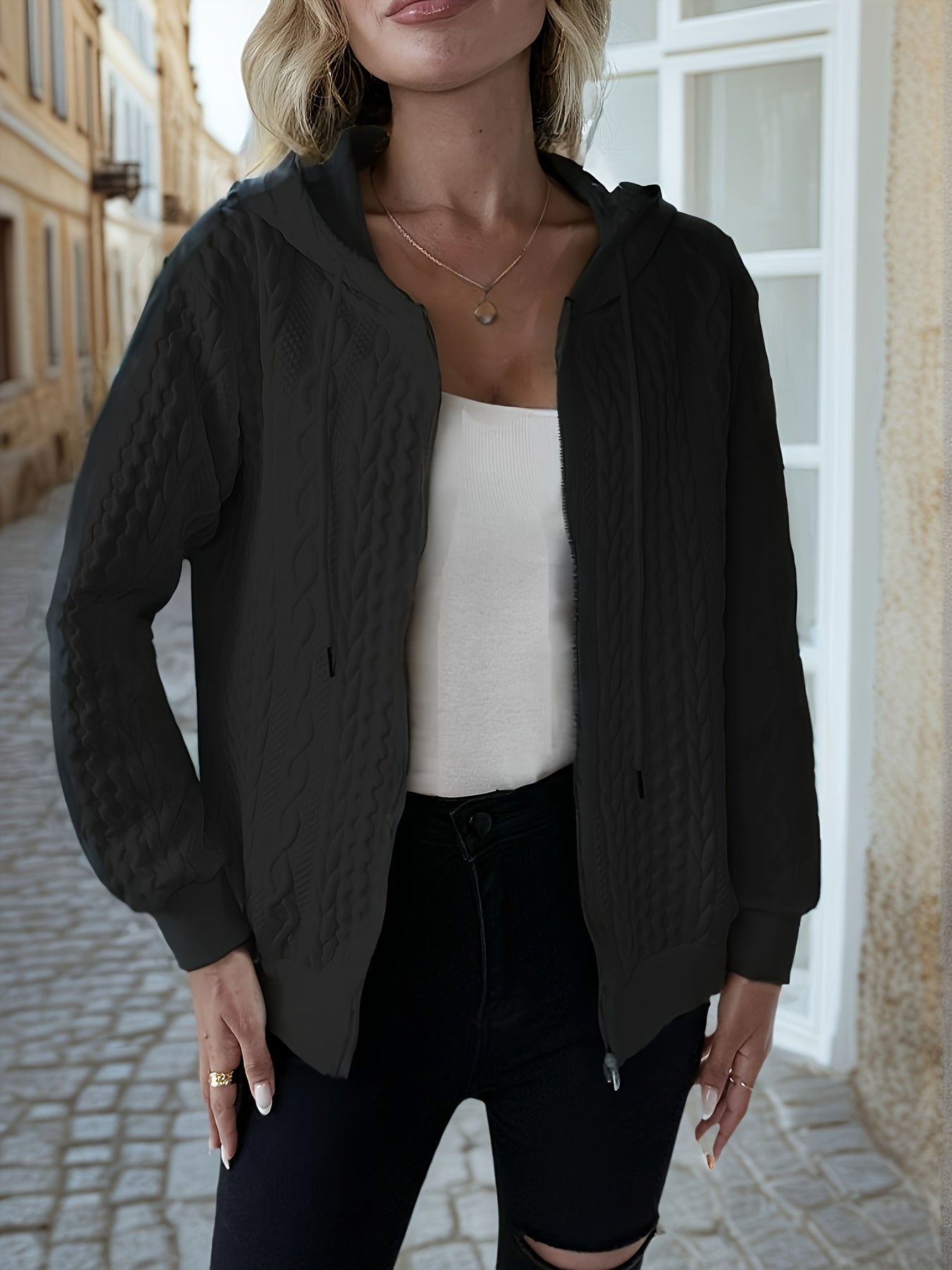 Women's Versatile Zip-Up Hoodie – 3-Color Selection detail view
