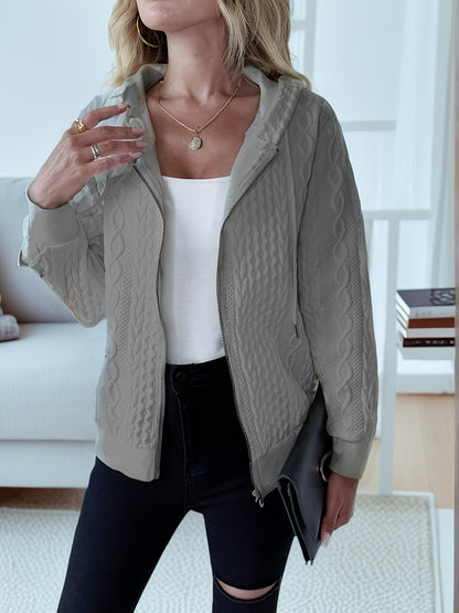 Women's Versatile Zip-Up Hoodie – 3-Color Selection – Black option – view 2