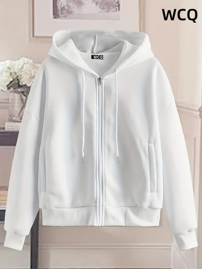 Women's Versatile Zip-Up Hoodie – 5-Color Selection – White option – view 2