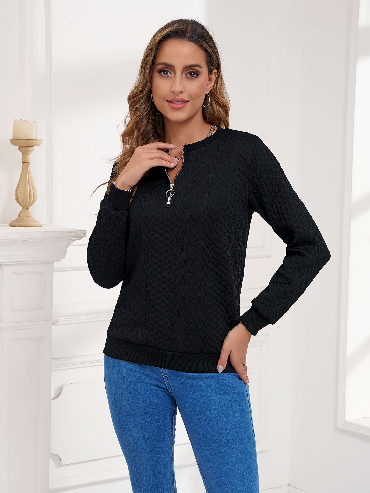 Women's Versatile Zip-Up Hoodie – 6-Variant Selection – White option – main product image