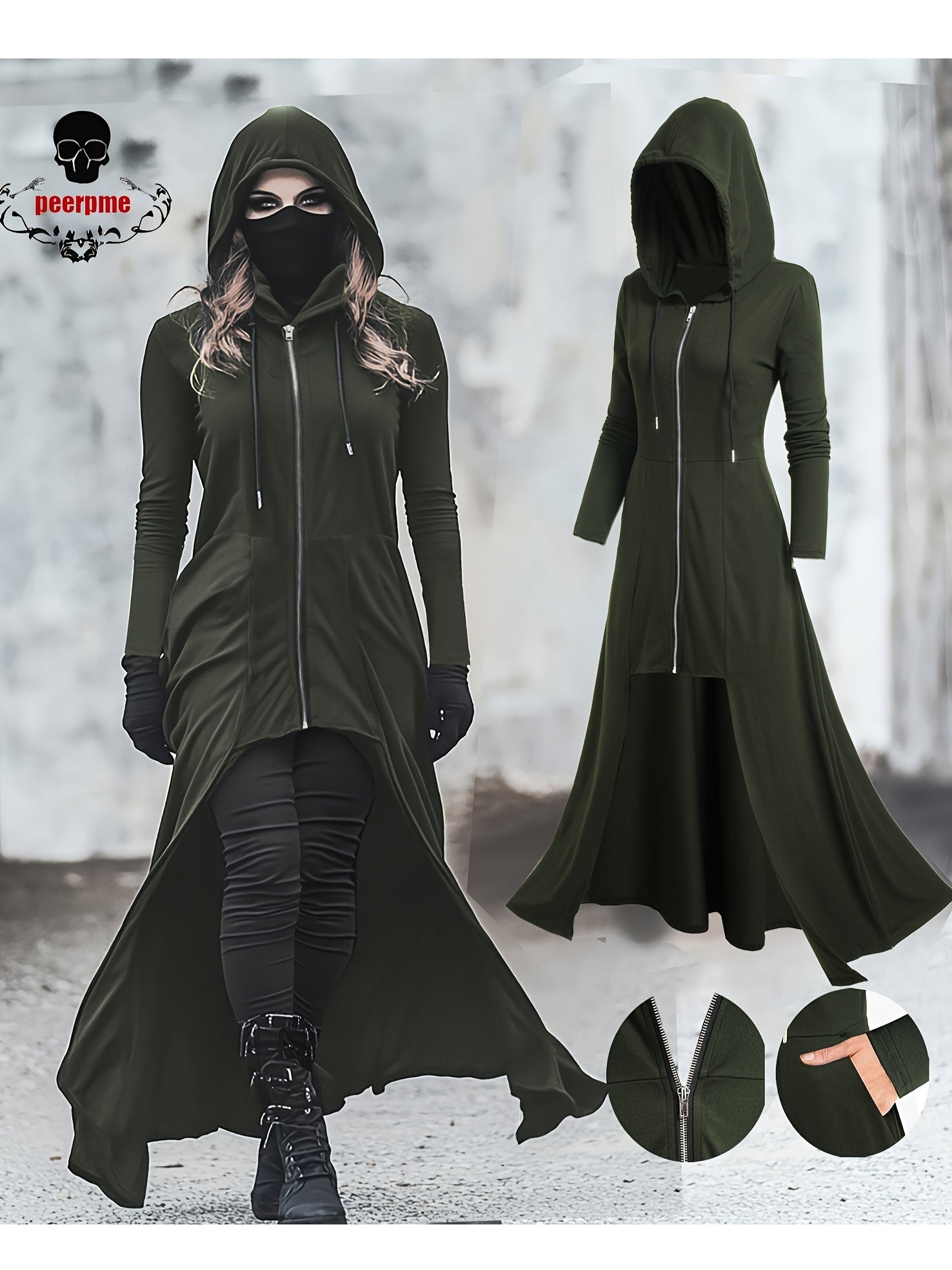 Women's Versatile Zip-Up Jacket – Olive Green detail view