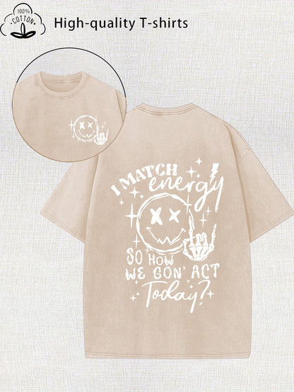 Women's Vintage Washed Oversized T-Shirt - Crew Neck Short Sleeve detail view