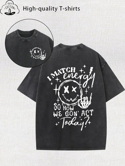Women's Vintage Washed Oversized T-Shirt - Crew Neck Short Sleeve detail view