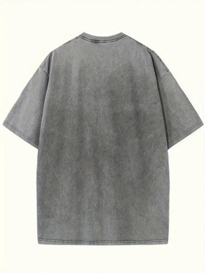 Women's Vintage Washed Oversized T-Shirt - Round Neck Short Sleeve detail view