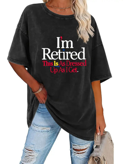 Women's Vintage Washed Oversized T-Shirt - Round Neck Short Sleeve – Black option – view 3