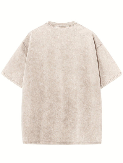 Women's Vintage Washed T-Shirt - Round Neck Short Sleeve – Black / Grey detail view