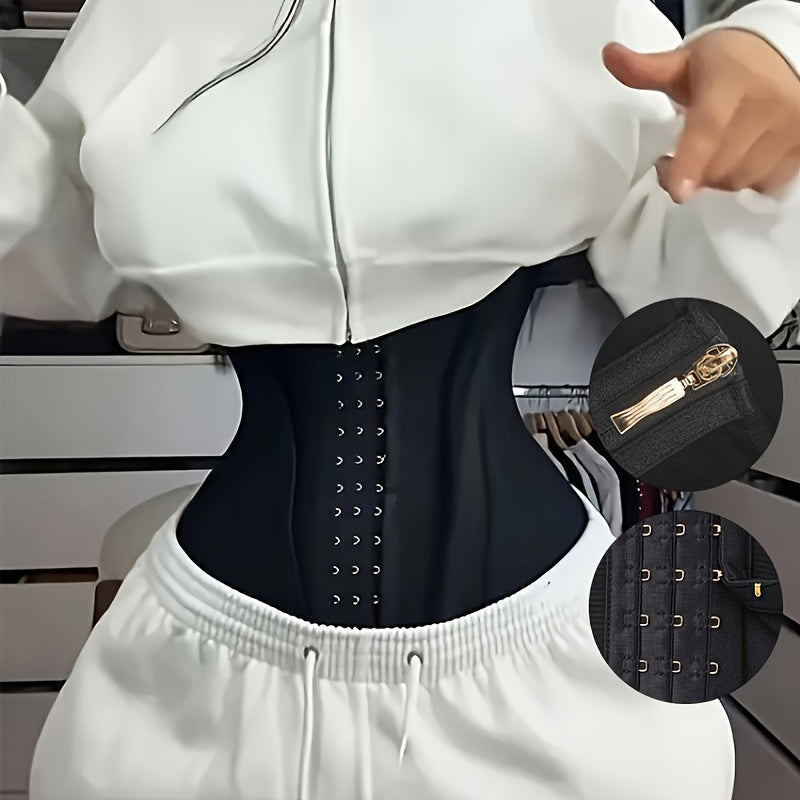 Women's Waist Cincher – Women's Waist Trainer with Zipper Closure Hooks Corset Ideal for Gym – main product image