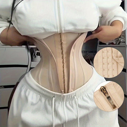 Women's Waist Cincher – Women's Waist Trainer with Zipper Closure Hooks Corset Ideal for Gym – view 2