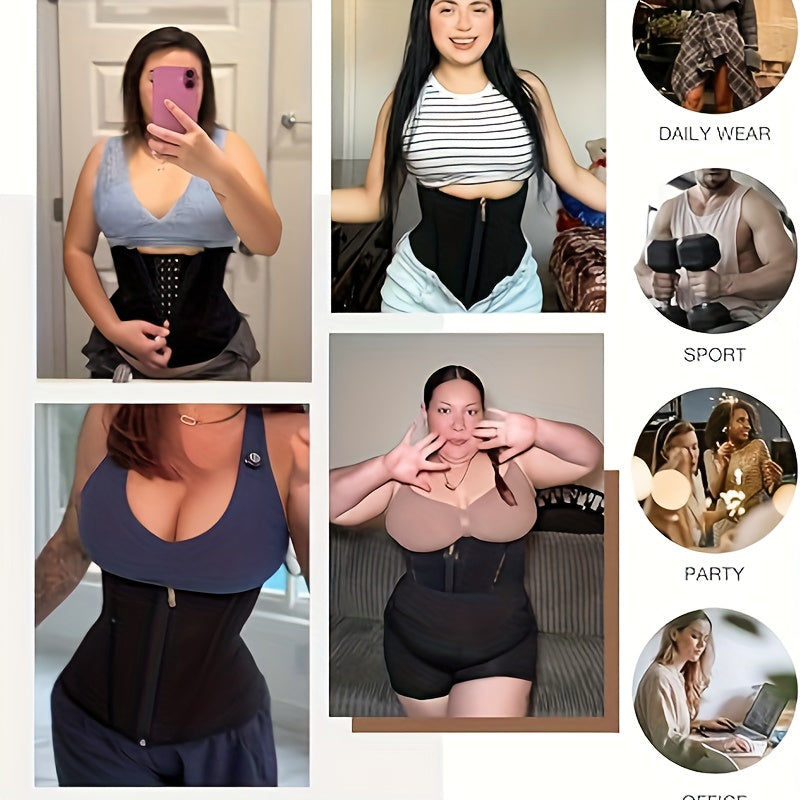 Women's Waist Cincher – Women's Waist Trainer with Zipper Closure Hooks Corset Ideal for Gym – view 3