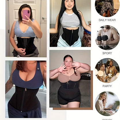 Women's Waist Cincher – Women's Waist Trainer with Zipper Closure Hooks Corset Ideal for Gym – view 3