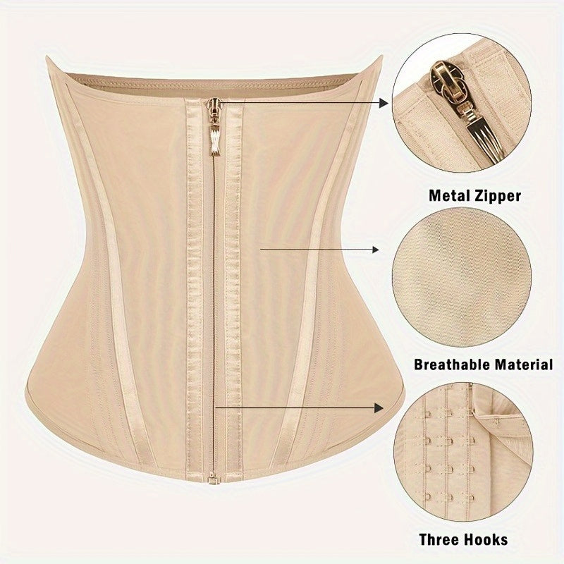 Women's Waist Cincher – Women's Waist Trainer with Zipper Closure Hooks Corset Ideal for Gym – view 5