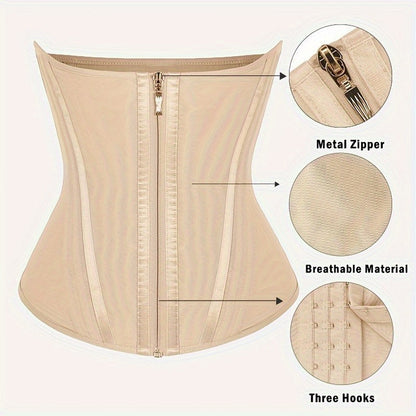 Women's Waist Cincher – Women's Waist Trainer with Zipper Closure Hooks Corset Ideal for Gym – view 5