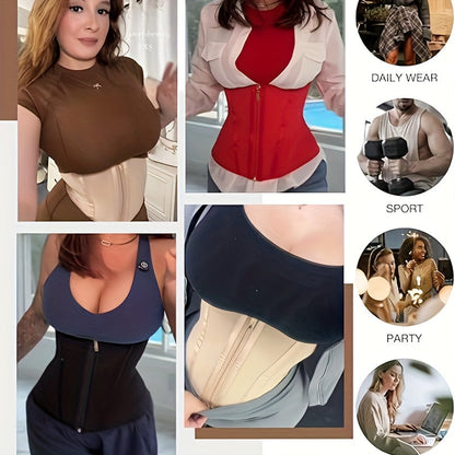 Women's Waist Cincher – Women's Waist Trainer with Zipper Closure Hooks Corset Ideal for Gym – view 6
