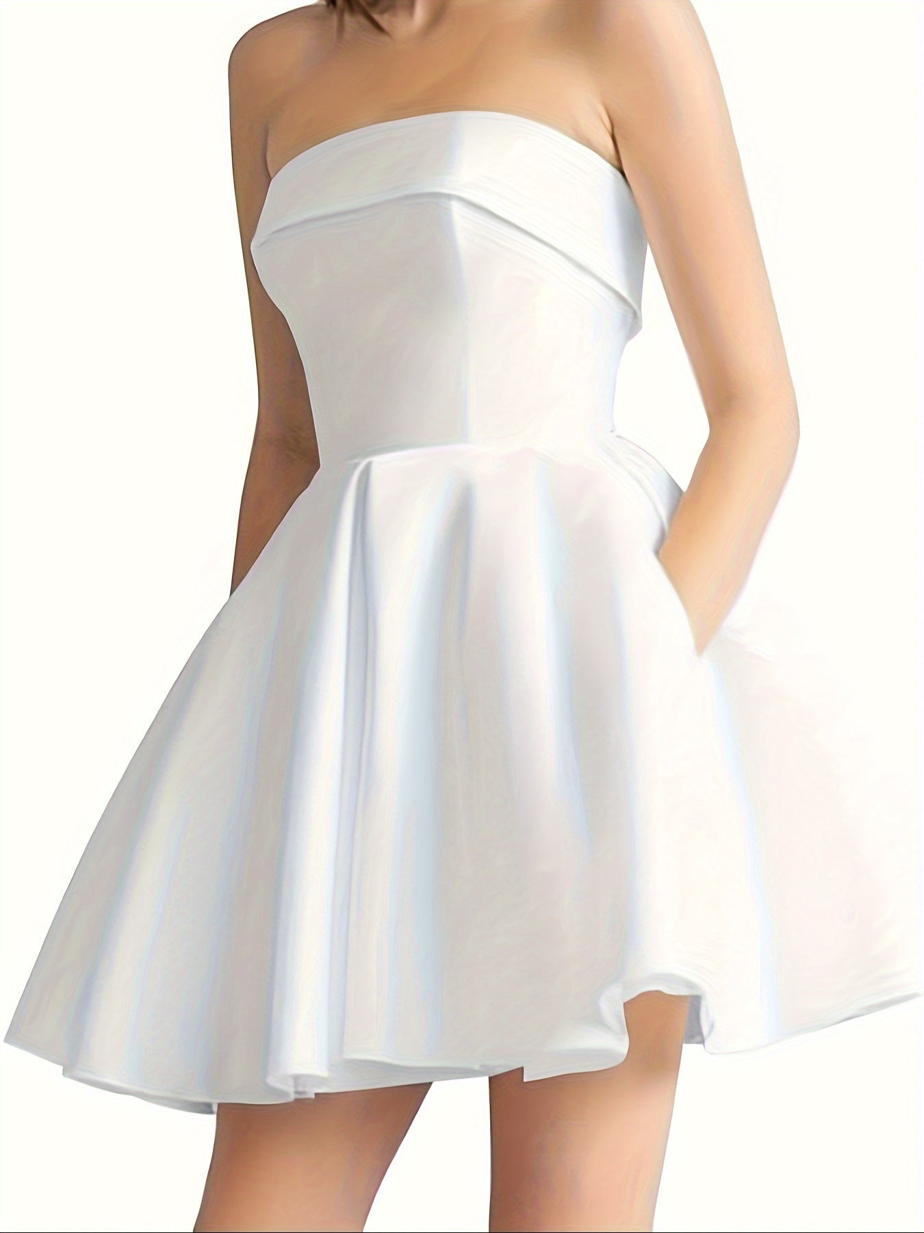 Women's White A-Line Dress – White option – view 4