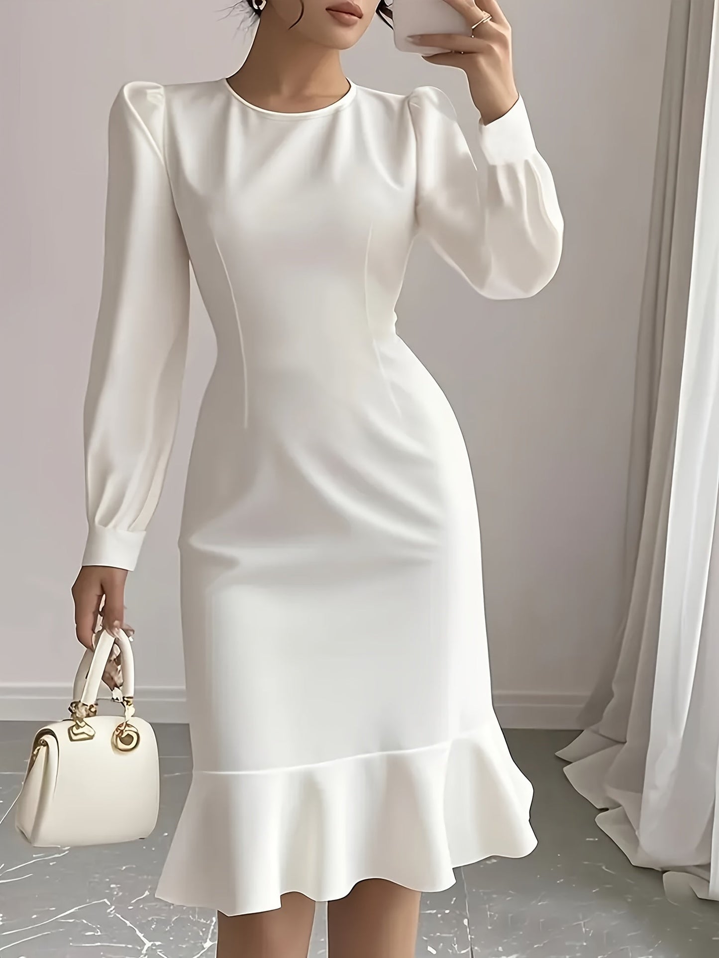 Women's White Evening Dress - Event Style detail view