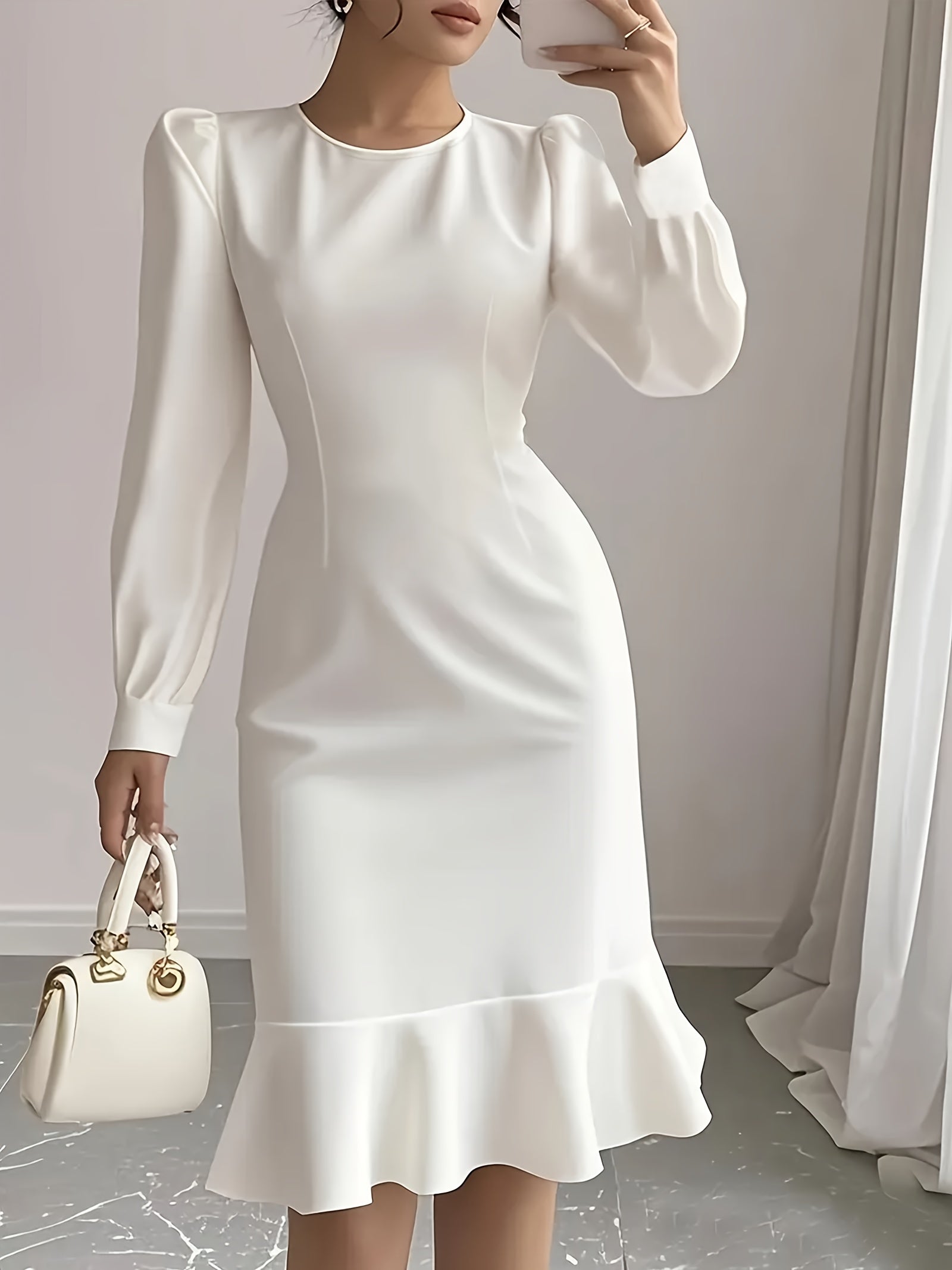 Women's White Evening Dress - Event Style detail view
