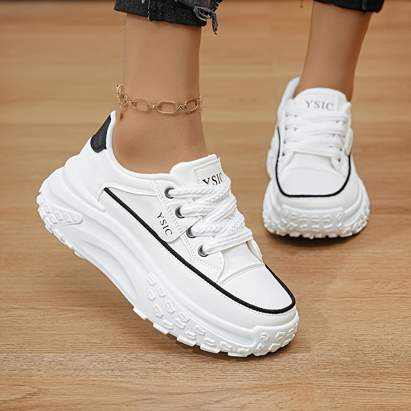 Women's White Platform Sneakers - Hidden Lift Style – view 2