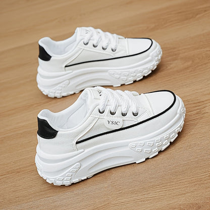 Women's White Platform Sneakers - Hidden Lift Style – view 3