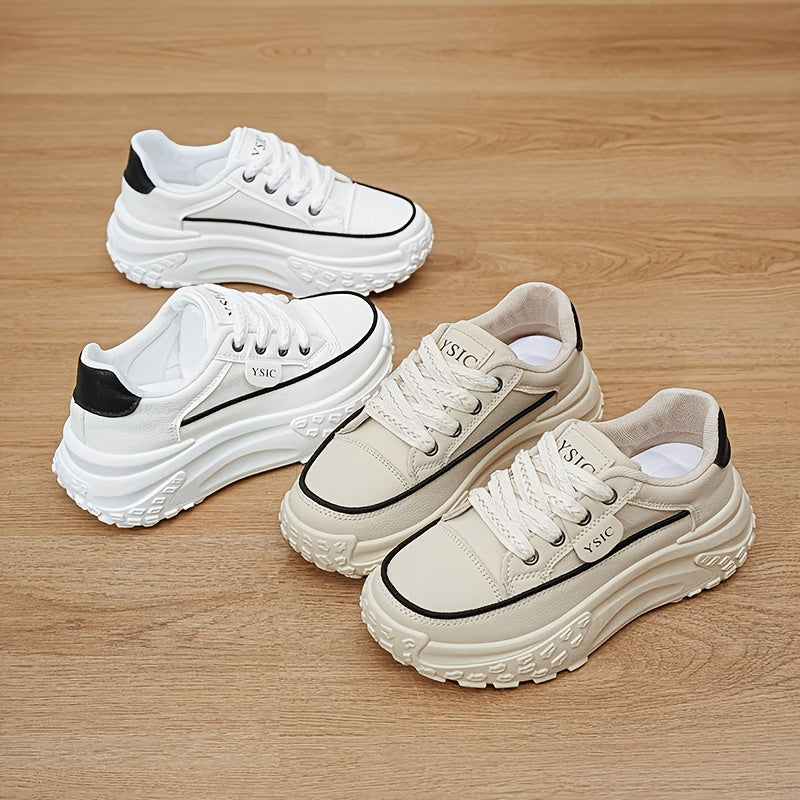 Women's White Platform Sneakers - Hidden Lift Style – view 6
