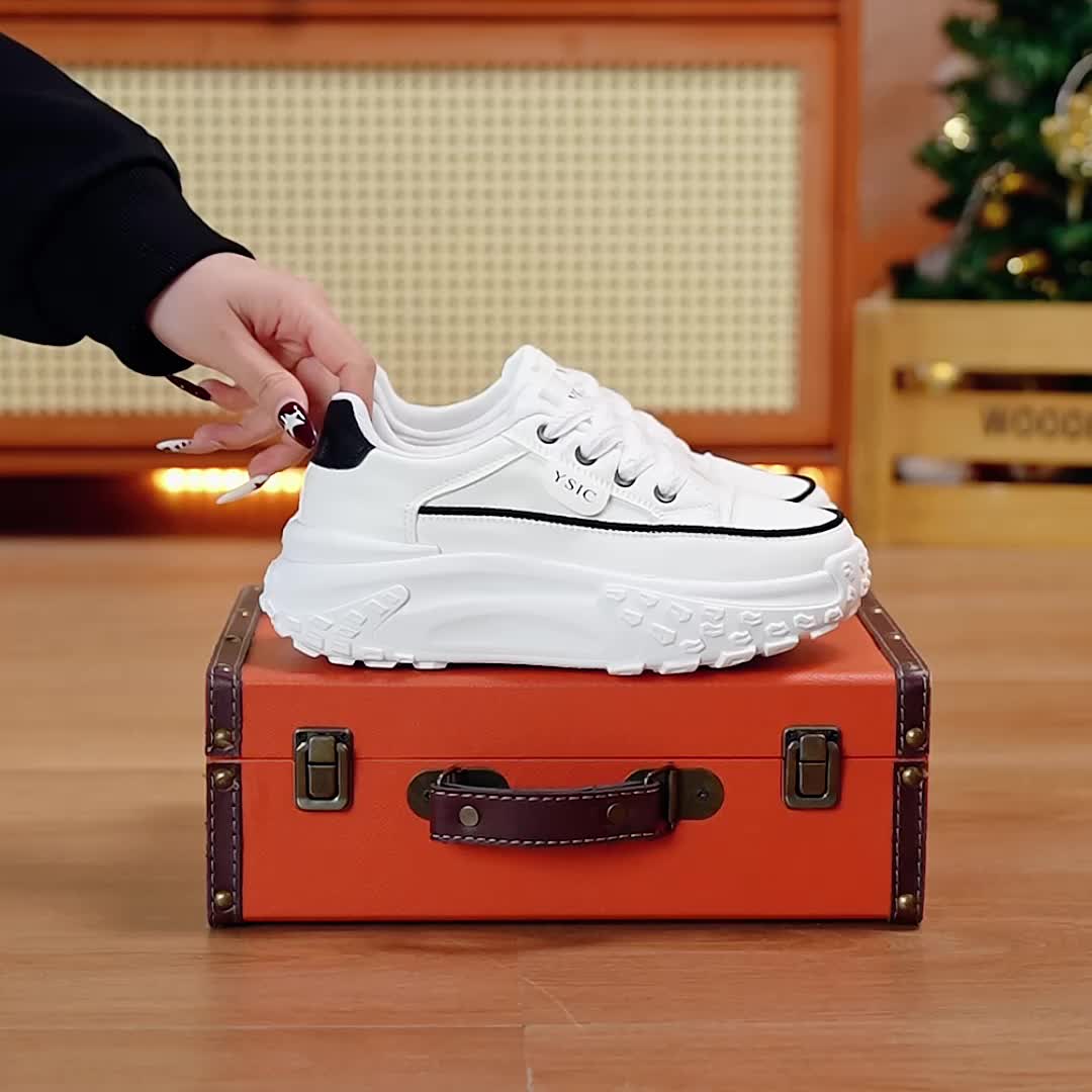 Women's White Platform Sneakers - Hidden Lift Style – view 7