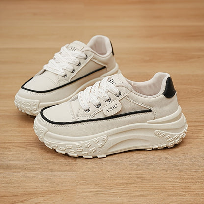 Women's White Platform Sneakers - Hidden Lift Style – White option – view 4