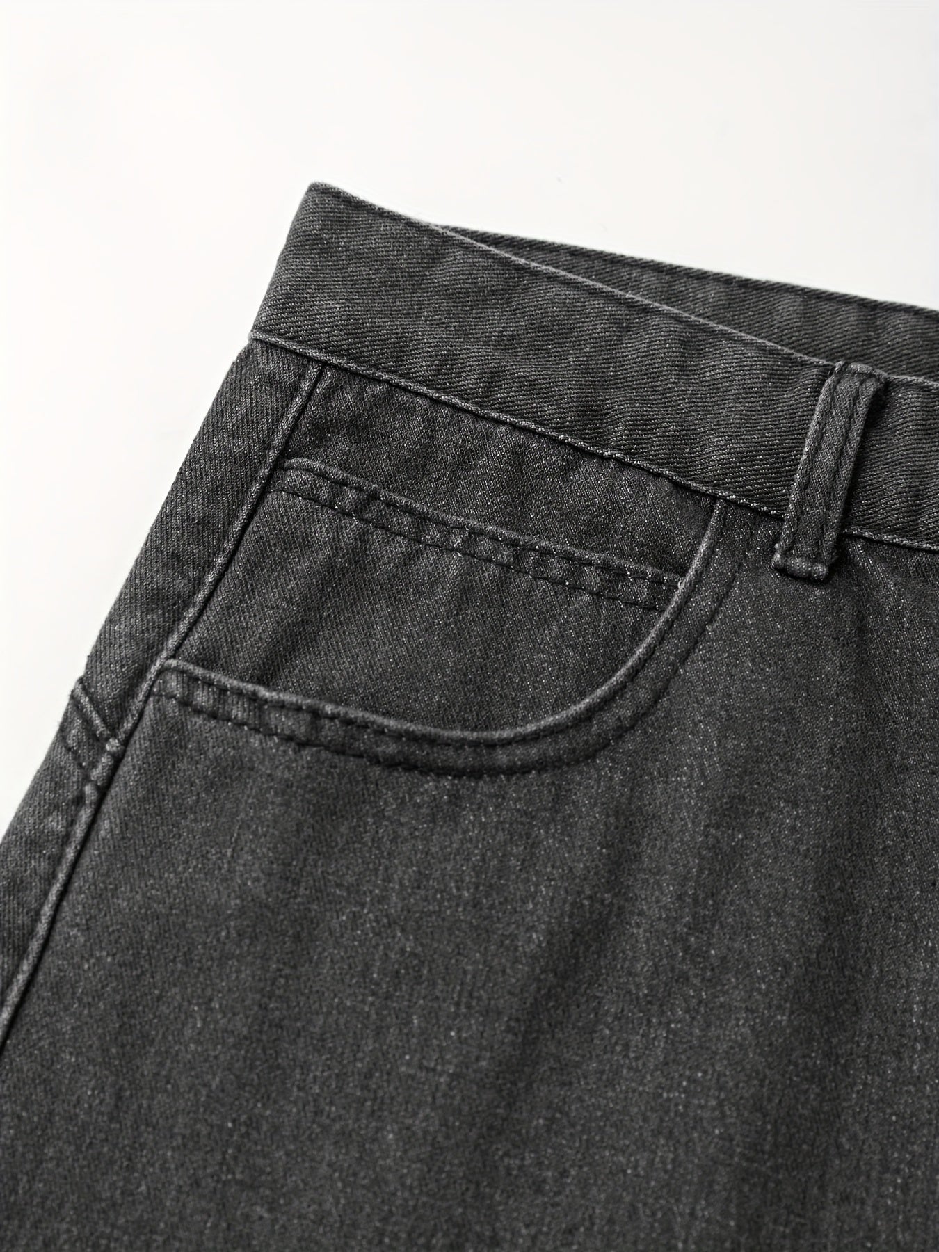 Women's Wide Leg Jeans - Black detail view