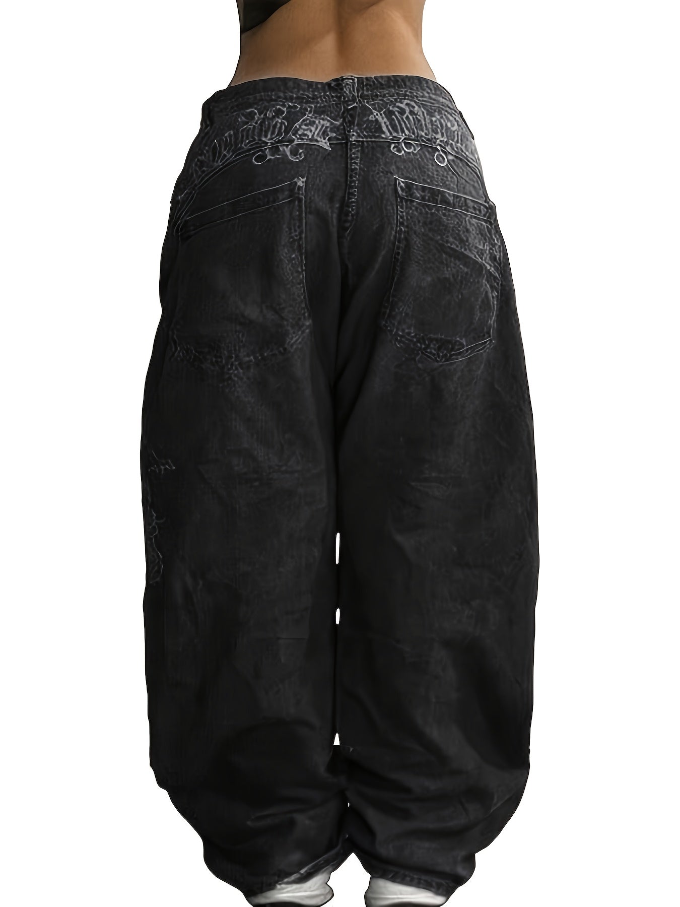 Women's Wide Leg Jeans - Black detail view