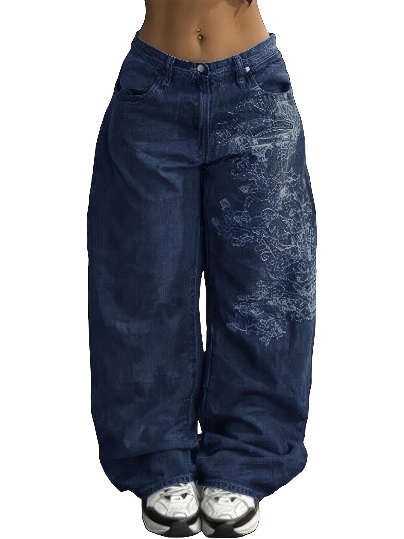 Women's Wide Leg Jeans - Black detail view