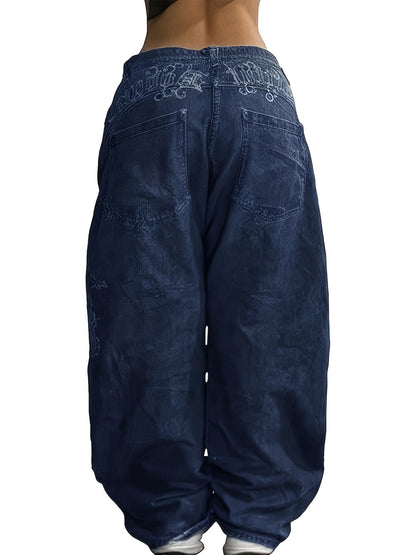 Women's Wide Leg Jeans - Black detail view