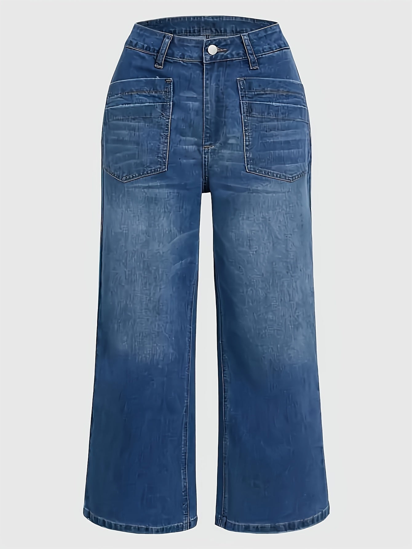 Women's Wide Leg Jeans - Blue Vintage Wash Pocket Detail – view 3
