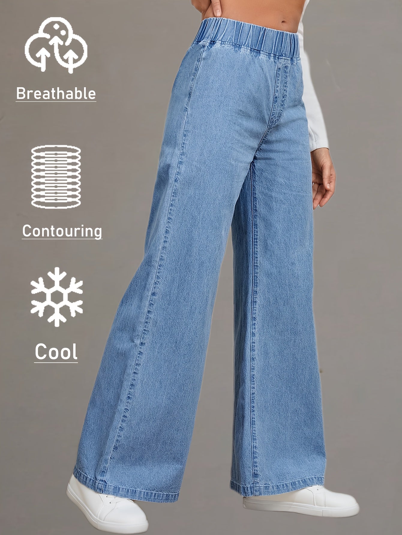 Women's Wide Leg Jeans - Medium Blue Weekend detail view