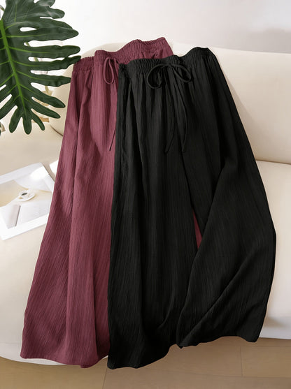 Women's Wide Leg Pants - Drawstring Waist Wide leg 62 detail view
