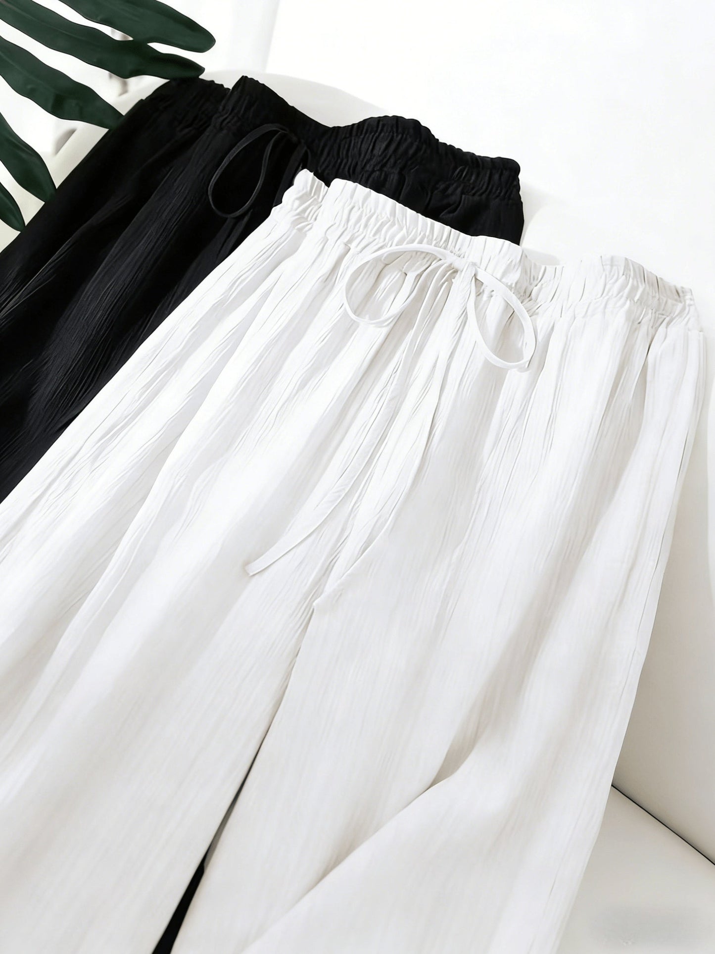 Women's Wide Leg Pants - Drawstring Waist Wide leg 62 detail view