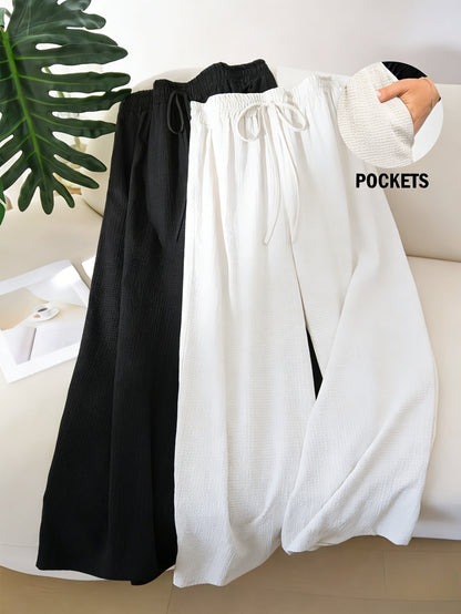 Women's Wide Leg Pants - Drawstring Waist Wide leg 62 detail view