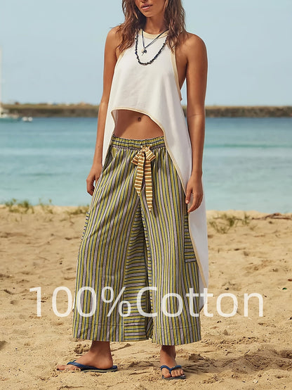 Women's Wide Leg Pants - Drawstring Waist Wide leg 71 detail view