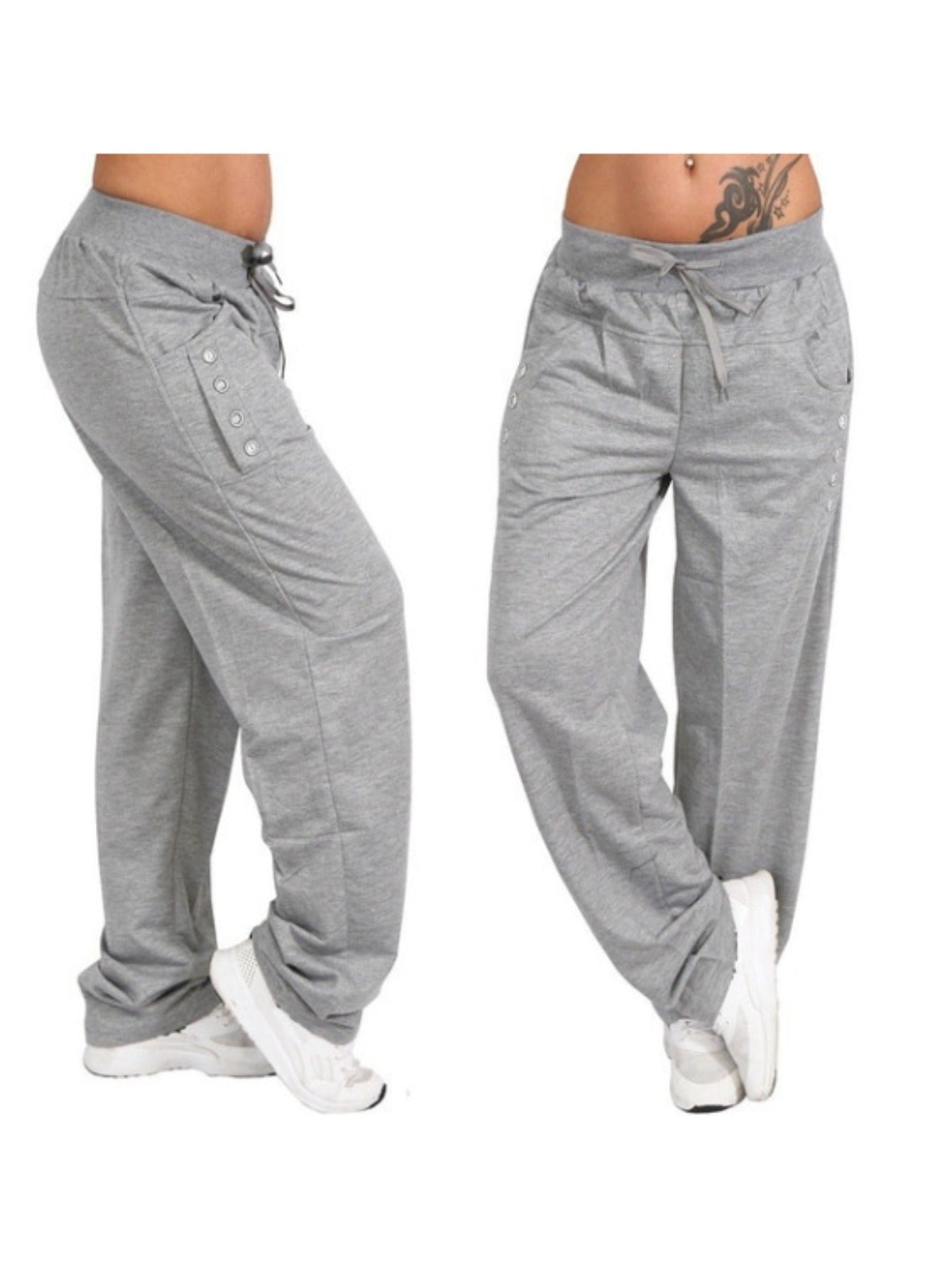 Women's Wide Leg Pants - Drawstring Waist Wide leg 77 detail view