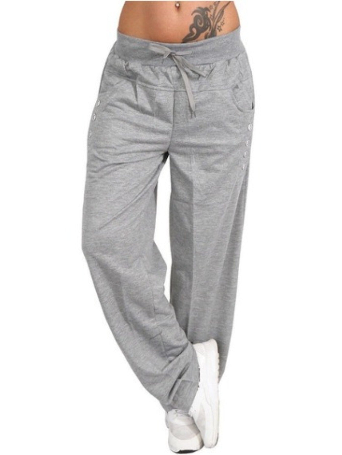 Women's Wide Leg Pants - Drawstring Waist Wide leg 77 detail view
