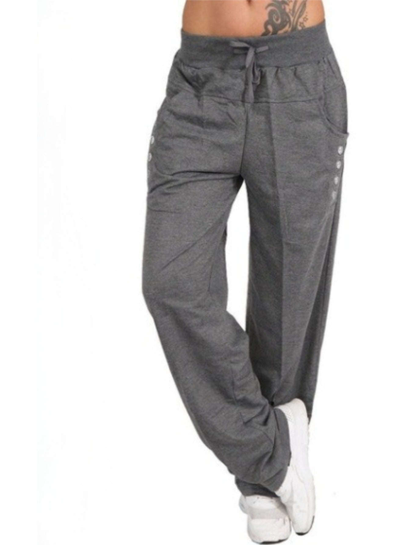 Women's Wide Leg Pants - Drawstring Waist Wide leg 77 detail view