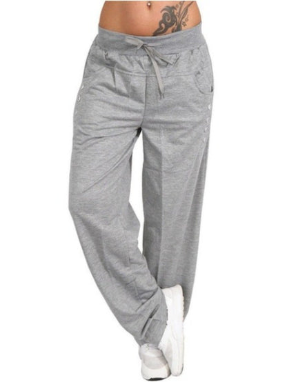 Women's Wide Leg Pants - Drawstring Waist Wide leg 77 – Grey option – main product image