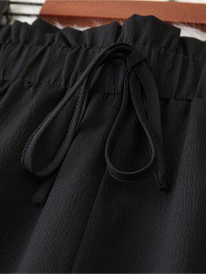 Women's Wide Leg Pants - Drawstring Waist Wide leg 82 detail view