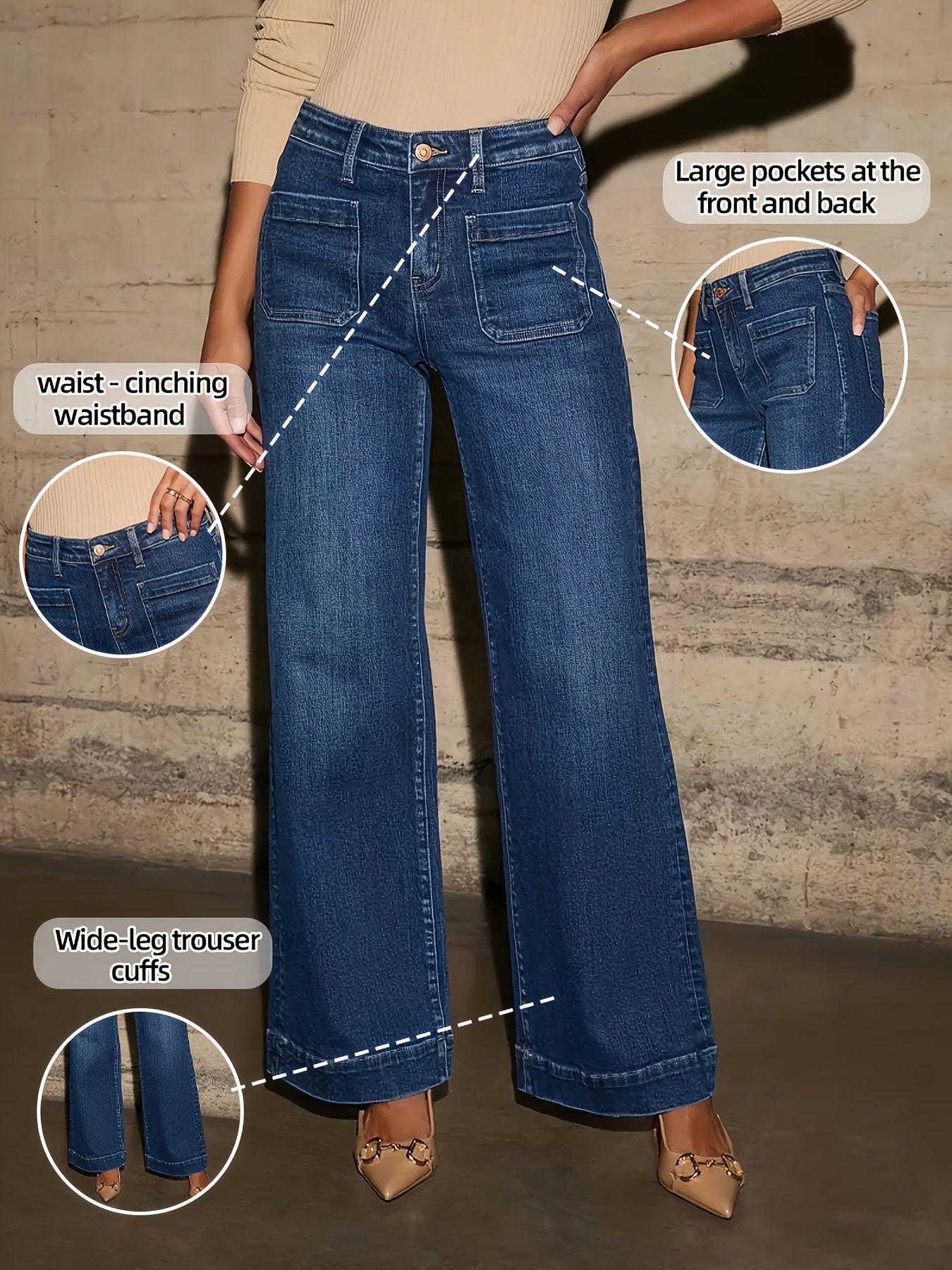 Women's Wide Leg Pants - High Waist – Sizes S–XXL detail view