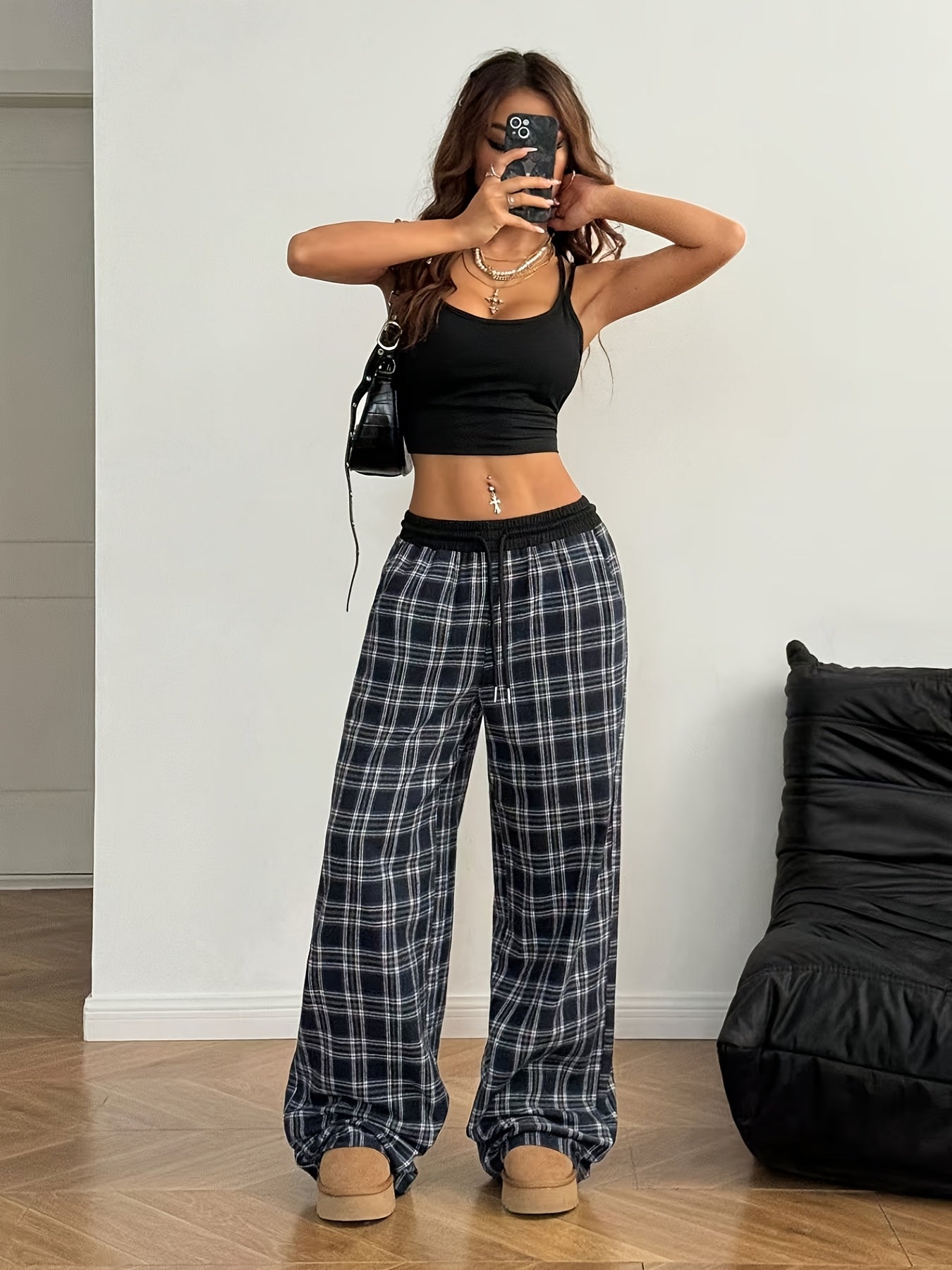 Women's Wide Leg Pants - High Waist Wide leg 65 – Grey option – main product image