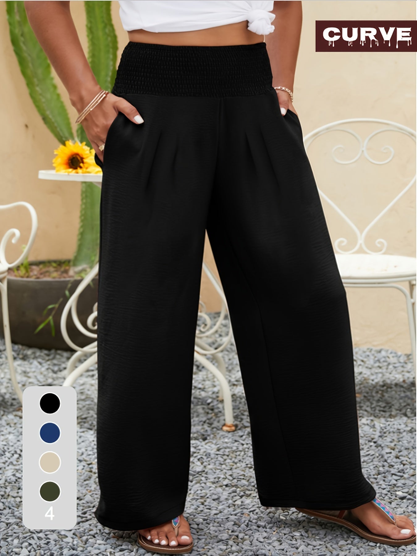 Women's Wide Leg Pants - High Waist Wide leg 76 detail view