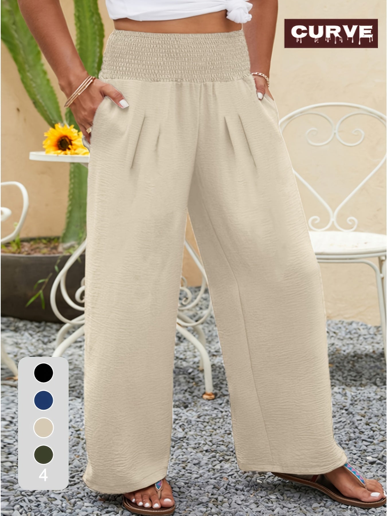 Women's Wide Leg Pants - High Waist Wide leg 76 detail view