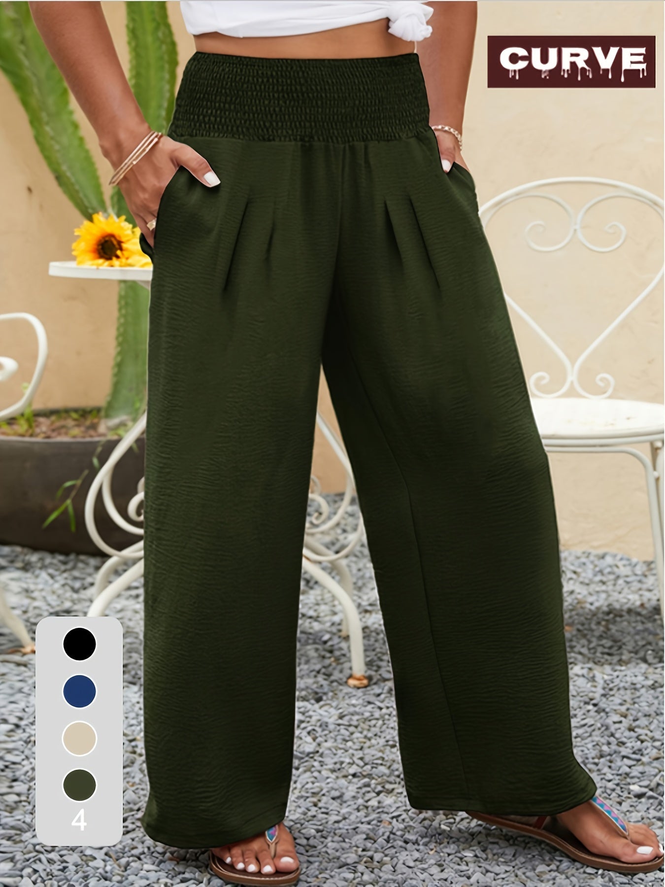 Women's Wide Leg Pants - High Waist Wide leg 76 detail view