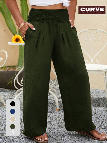 Women's Wide Leg Pants - High Waist Wide leg 76 – Black option – view 2