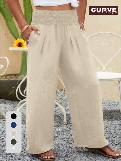 Women's Wide Leg Pants - High Waist Wide leg 76 – Black option – view 3