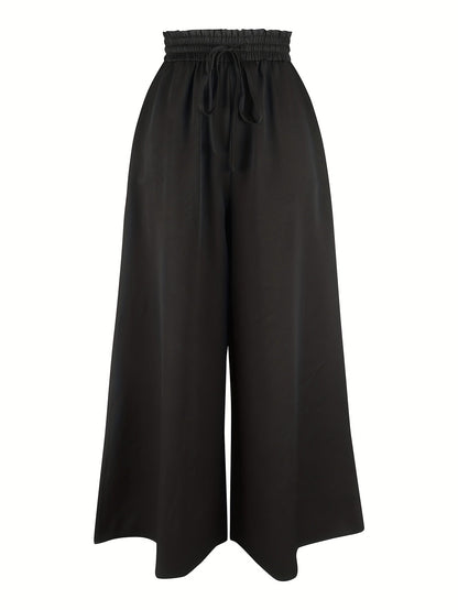 Women's Wide Leg Pants - High Waist Wide leg 89 – Black option – view 4