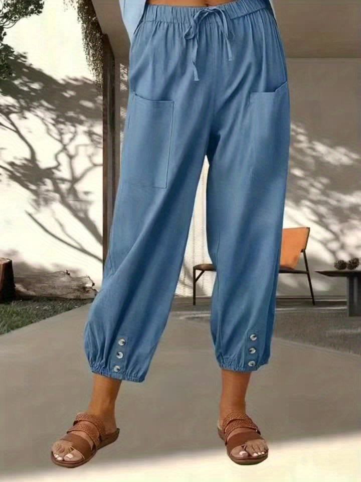 Women's Wide Leg Pants - Pocket Detail detail view