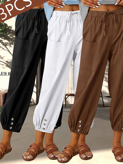 Women's Wide Leg Pants - Pocket Detail detail view